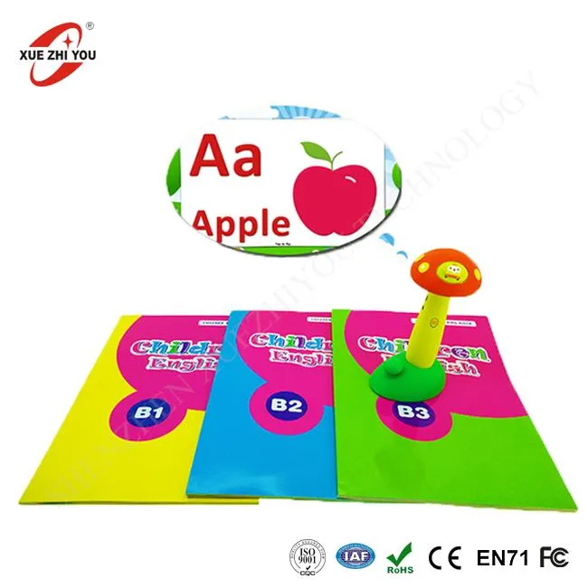 अंग्रेजी ध्वनि किताबों के साथ बात कर रहे पेन